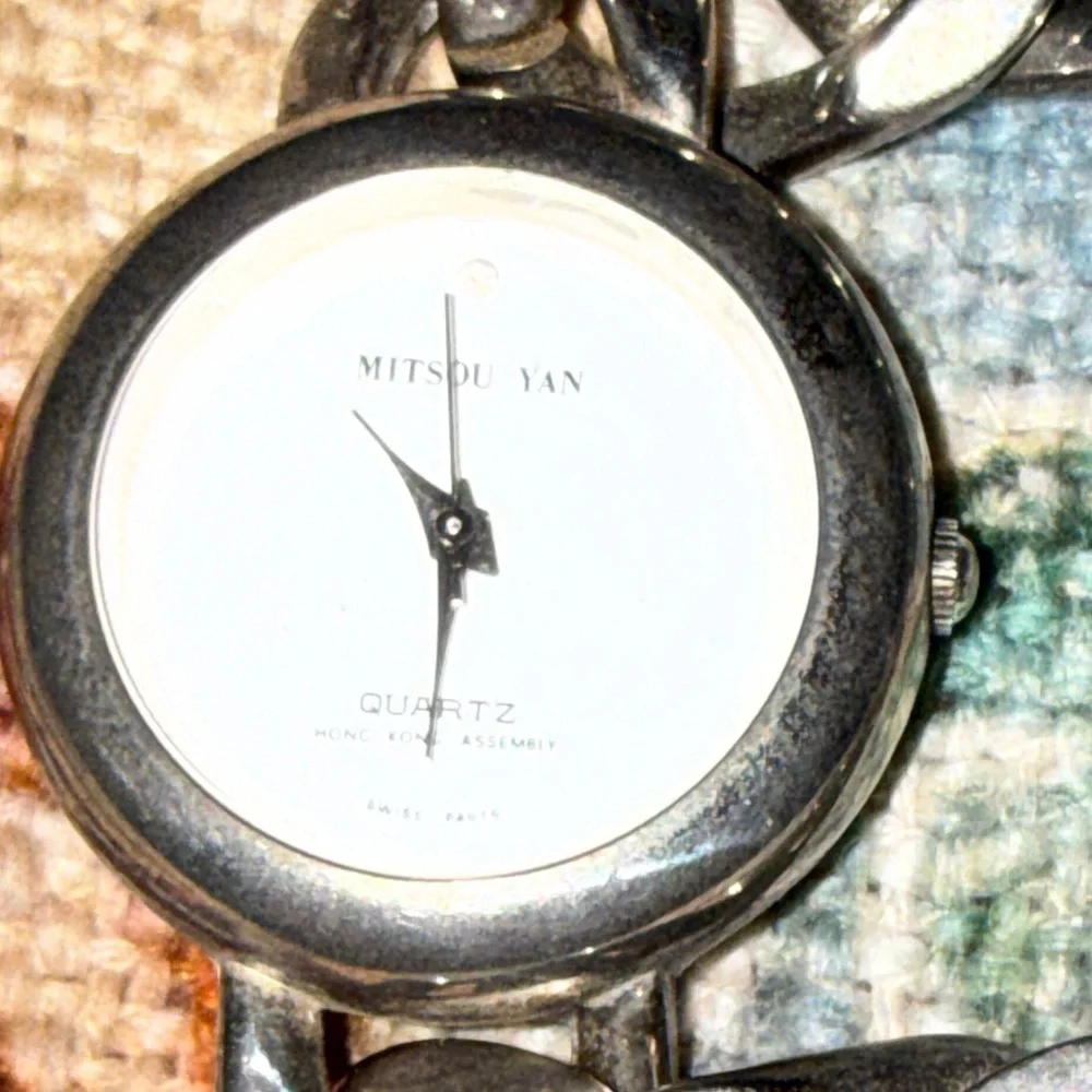 Silver Women's Watch Mitzou Yan vintage 80’s silver chunky chain ⛓️‍💥